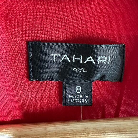 Tahari ASL Stretch Crepe A-Line Grommet Side Tie Mini Dress Size US 8 Red - Picture 4 of 10
